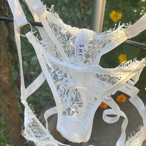 SMALL Sheer White Lace Lingerie Set